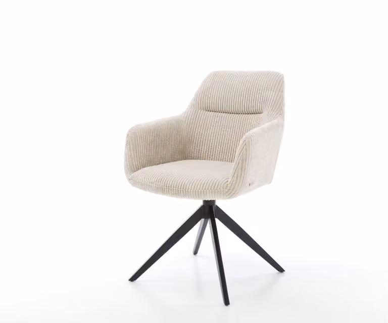 DELIFE Pejo-Flex Draaistoel met Corduroy Bekleding, Beige en Zwart, 360° Draaibaar met Armleuningen