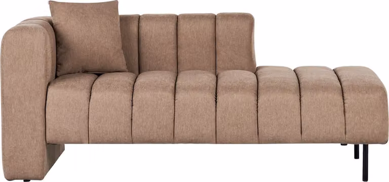 Beliani Lannils Moderne Chaise Longue Lichtbruin met Zitkussens en Zwarte Poten