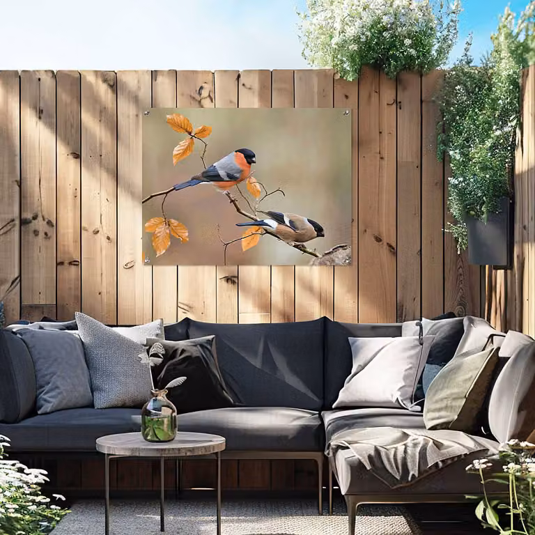 home24 Outdoor-poster Goudvink, Oranje/Multicolour, Breedte: 60 cm, Hoogte: 80 cm