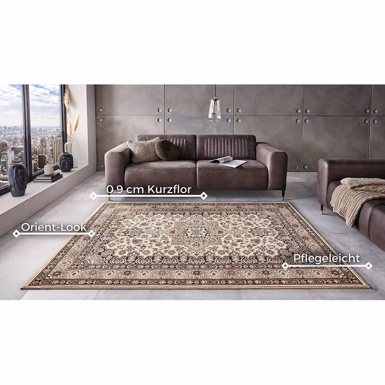 home24 Laagpolig vloerkleed Parun Täbriz beige, B/D: 80 x 150 cm