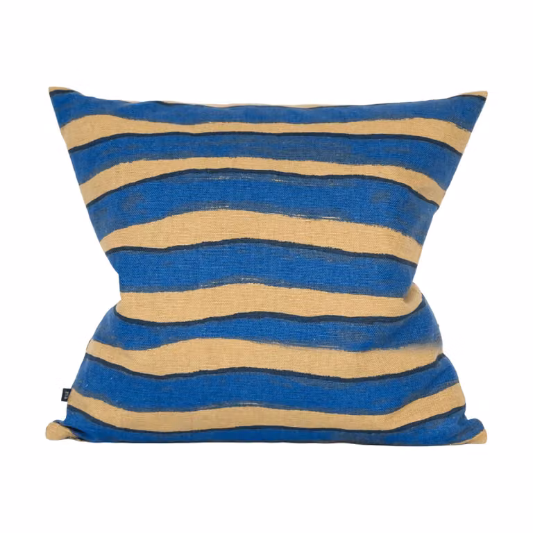 Fine Little Day Rand kussenhoes Bruin-blauw, 48 x 48 cm