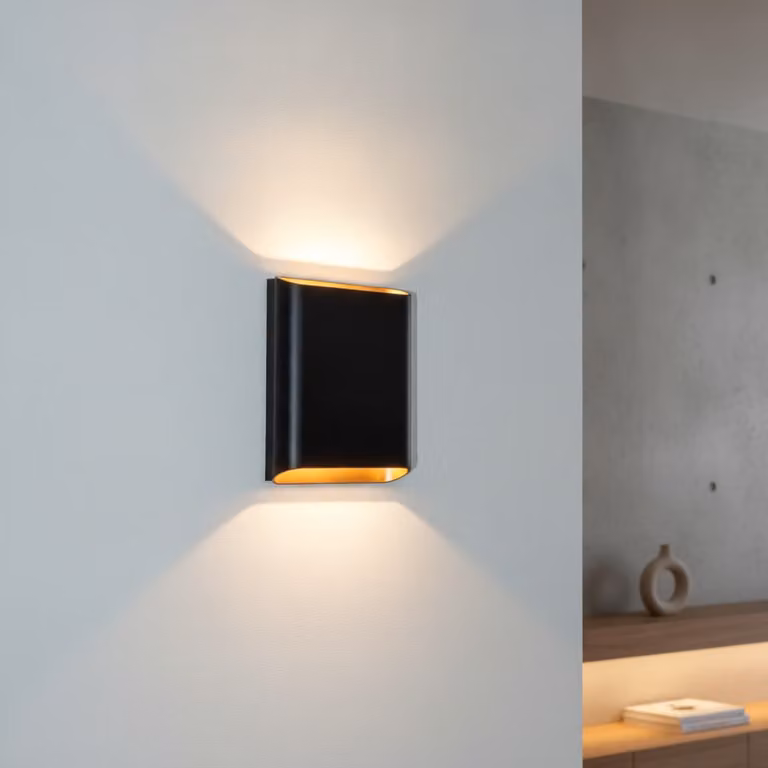 Artdelight Wandlamp Diaz Large Zwart Goud met LED en Dimbare Warm Witte Licht