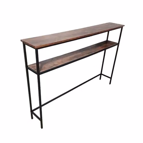 Relaxdays consoletafel met 2 planken, bruin/zwart, B/D/H: 120 x 20 x 80 cm