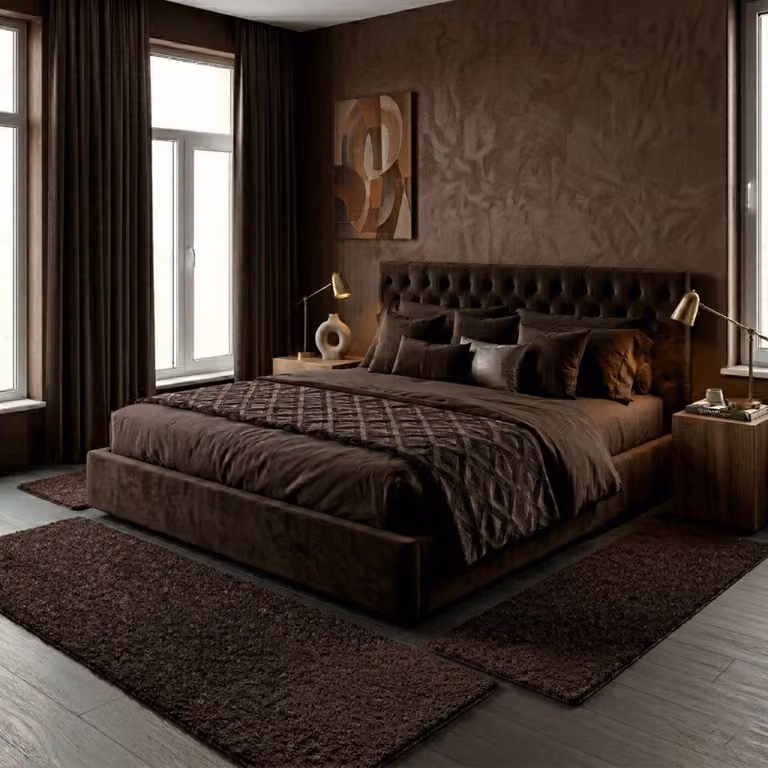 Floordirekt Barcelona Slaapkamer Vloerkleed Set - Donkerbruin - 1 Loper 80 x 300 cm en 2 Lopers 80 x 150 cm