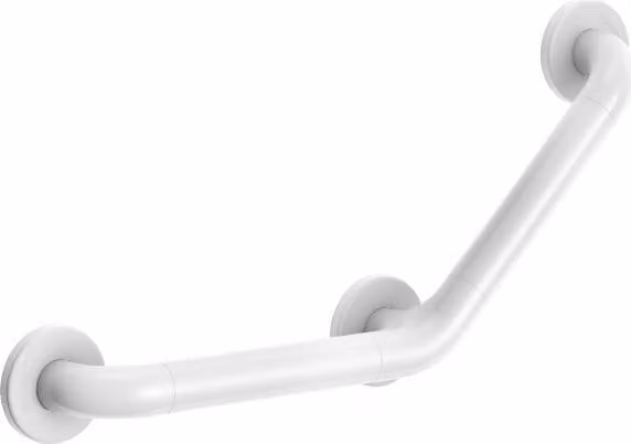 Delabie Winkelgreep 135 graden, diameter 32 mm, 220 x 220 mm, wit nylon met 3 bevestigingspunten