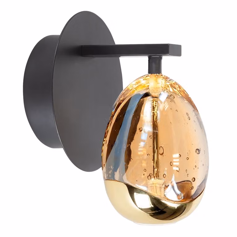 Highlight Wandlamp Golden Egg modern zwart met amber glas