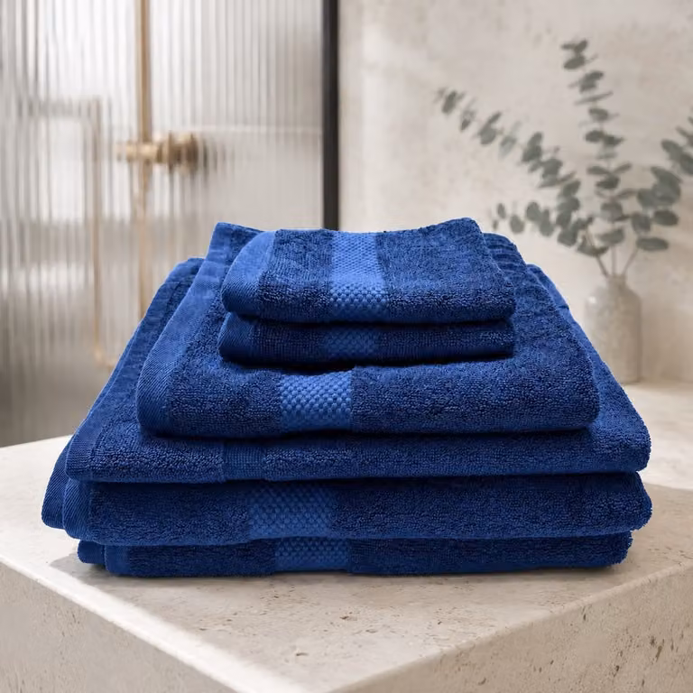 The Linen Room Badkamerset – 6-delig – 100% Katoen – Donkerblauw