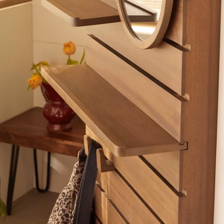 Tikamoon Arthur Modulair Wandrek met Rand - Bruin Mahogany - Breedte: 60 cm
