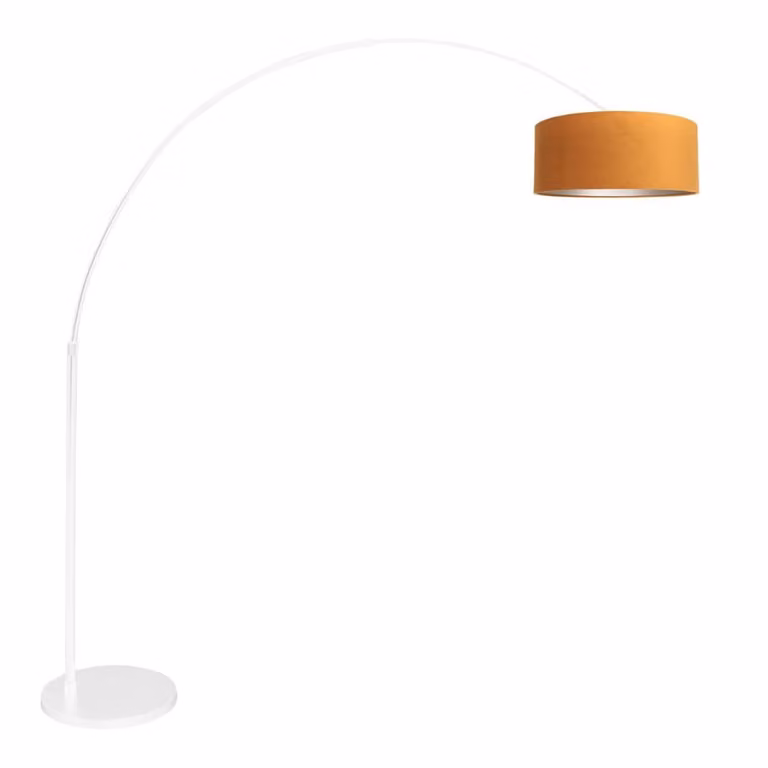 Steinhauer Modene booglamp Sparkled met velvet kap in wit en goud/messing