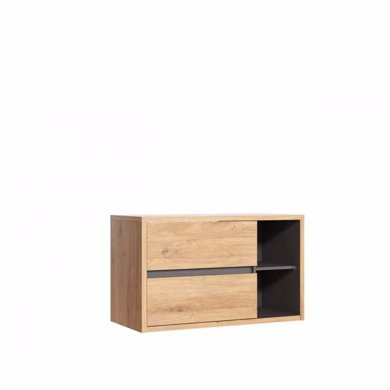 AC-Déco Badkamermeubel met open plank en deuren, Grafiet, Loftstijl