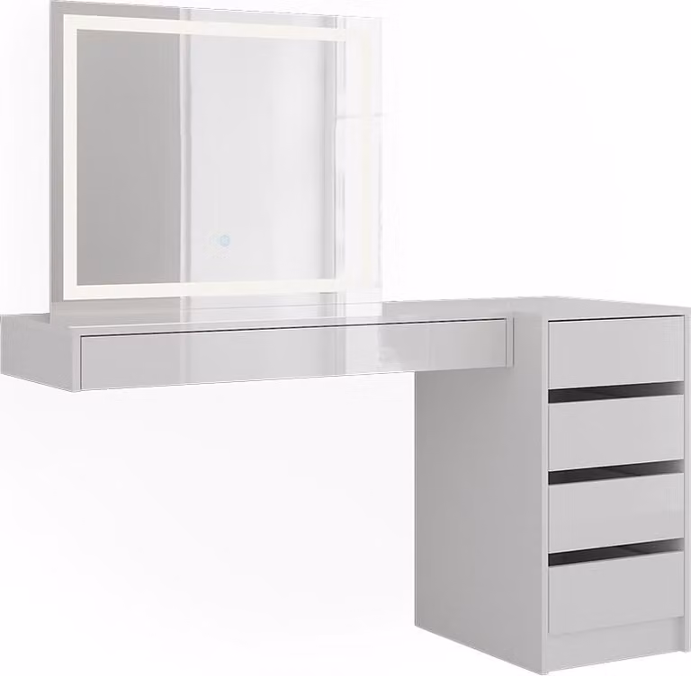 Vicco Sherry Kaptafel Wit met LED-spiegel en ladekast, Breedte: 140.2 cm
