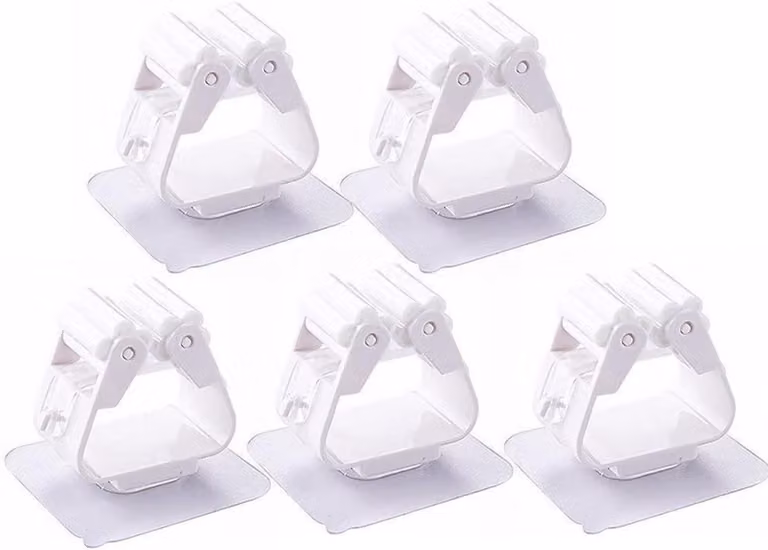 Set van 5 zelfklevende dweilstokhouders en ophangclips voor bezems en poetsmiddelen