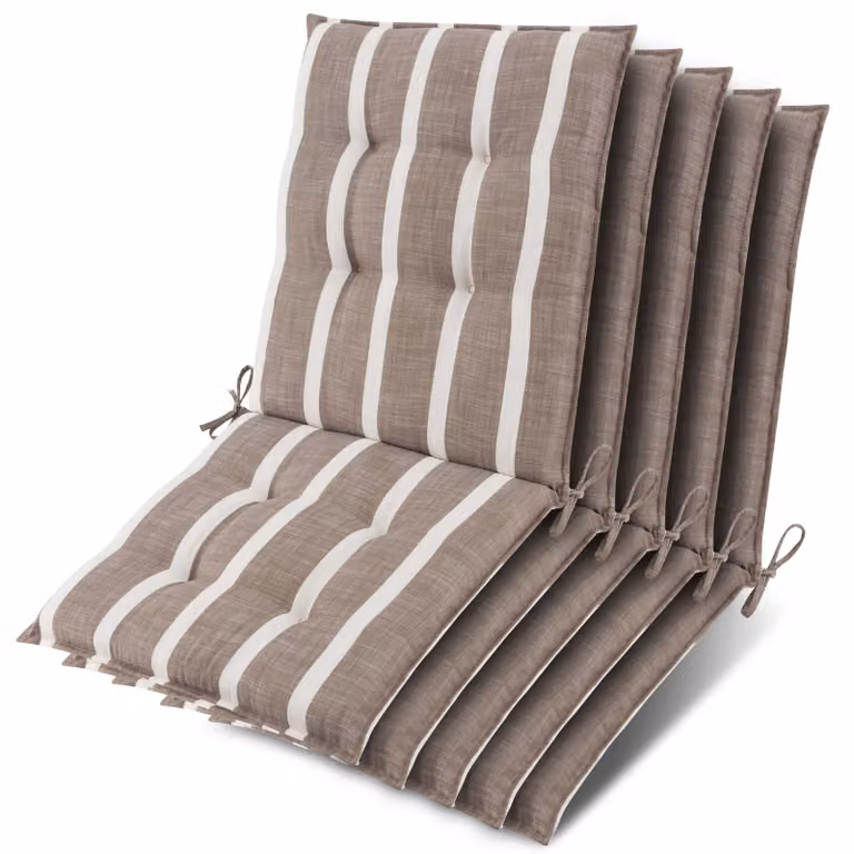 Beautissu set van 5 zonnedekpads Niederlehner beige-wit gestreept, B/D/H: 105 x 50 x 8 cm