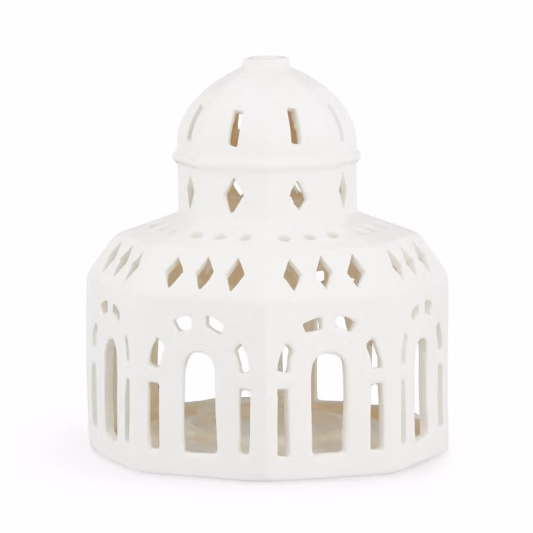 Kähler Urbania kaarsenhouder voor tealights, wit, keramiek en glas