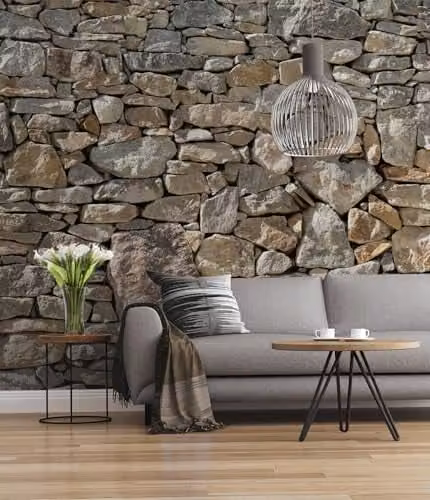 Komar Vliesbehang Stone Wall, Grijs/Multicolour, B: 300 cm, H: 250 cm