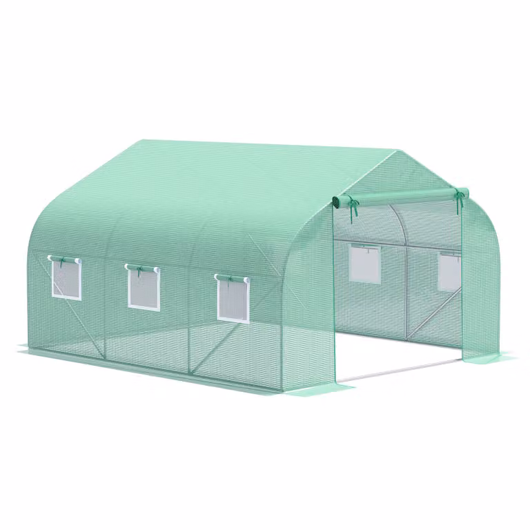 Outsunny tunnelserre met duurzame folie voor groenten en bloemen, groen, B: 300 cm, D: 200 cm, H: 200 cm