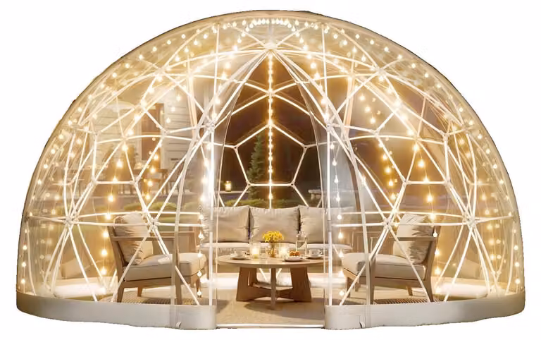 VEVOR Transparante Tuinkoepel van PVC en Roestvrij Staal, Geodetische Bubbeltent met Raam voor 2-4 Personen, B/D/H: 290 x 170 x 200 cm