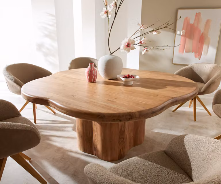 DELIFE Eettafel Orbion, Acacia hout, Bruin, B: 175 cm, D: 175 cm, H: 75 cm