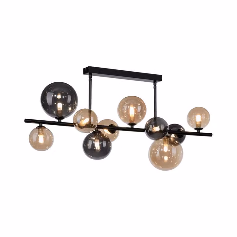 Paul Neuhaus Popsicle Design Plafondlamp, 10-lichts, Zwart en Multicolor, Modern Metaal en Glas