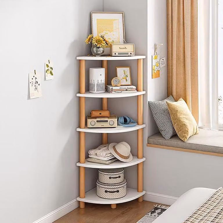Witte houten boekenkast met 5 niveaus voor kleine ruimtes, B/D/H: 30 x 30 x 131 cm