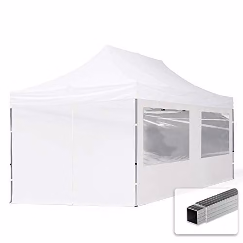 TOOLPORT Vouwpaviljoen Partytent Wit, 3 x 6 m, 4 zijdelen 32 mm, Aluminium