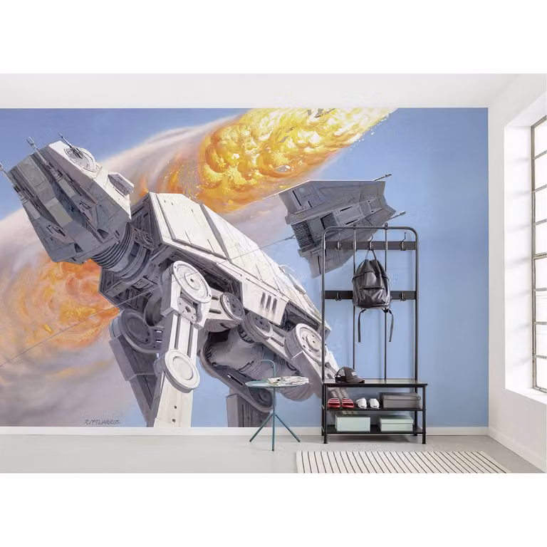 home24 Fotobehang StarWars Hoth Battle ATAT, Multicolour en Blau, Breedte: 500 cm, Hoogte: 250 cm