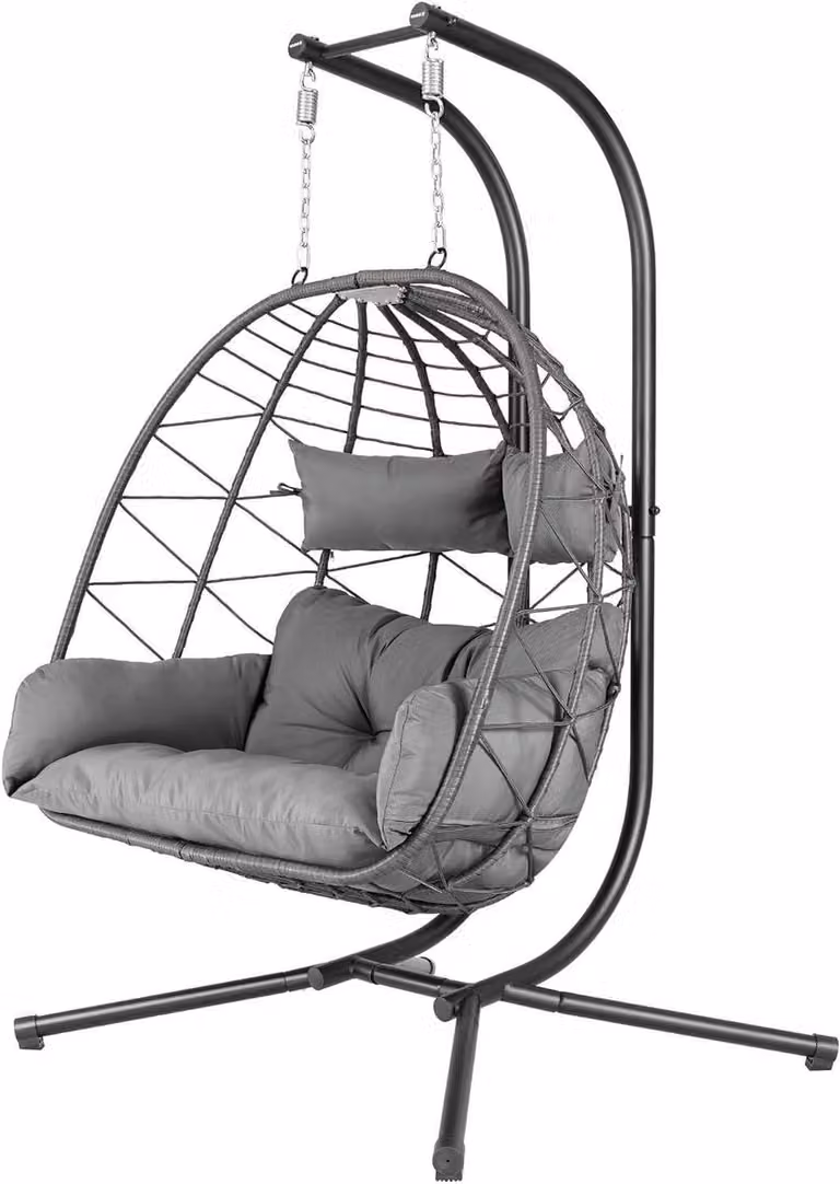 Antraciet XXL Hangstoel met frame voor twee personen - Hoogte: 220 cm
