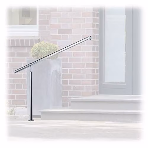 Relaxdays Trapleuning van roestvrij staal, Wandmontage, Zilver, 150 x 80 cm
