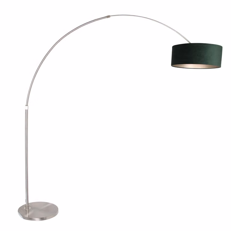Steinhauer Booglamp Sparkled RVS met groene velours kap