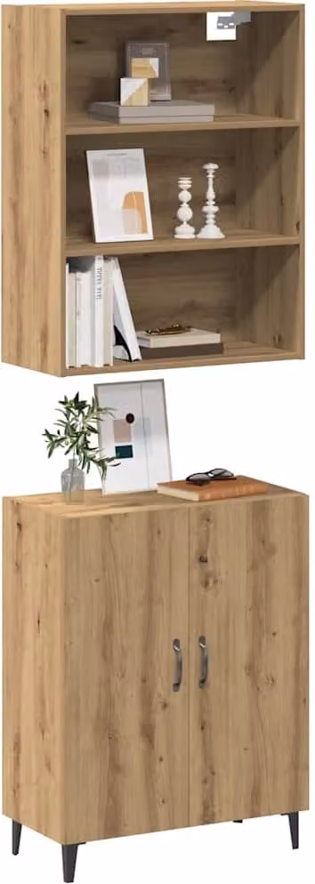 vidaXL Dressoir met wandkast, Artisan-eikenfineer, B/D/H: 180 x 34 x 34 cm