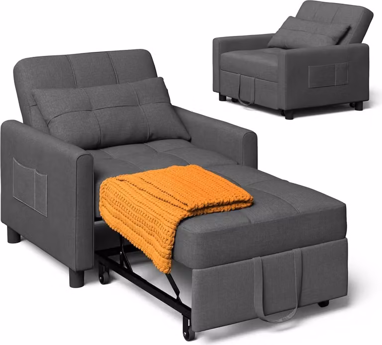 Xbro Slaapstoel 3-in-1, Verstelbare Relaxstoel met Bedfunctie en Opbergtas voor Woonkamer of Thuiswerkplek