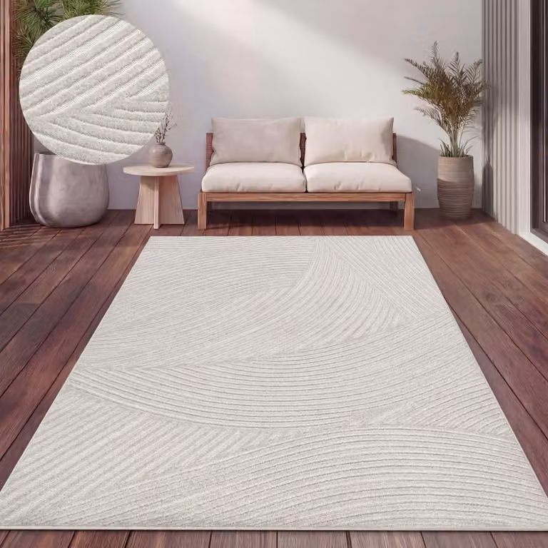 Paco Home Buitentapijt Scandinavische Boho-stijl Effen Kleur Breedte: 120 cm, Diepte: 170 cm