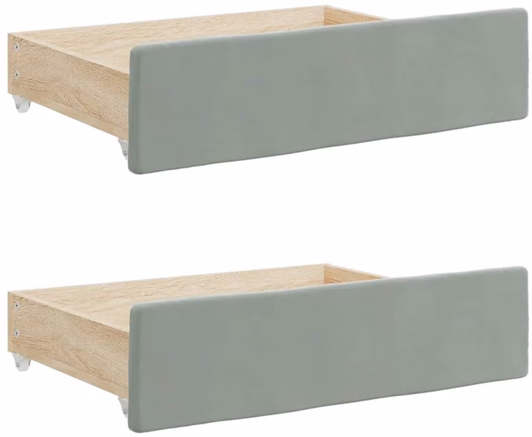 vidaXL Bedlades van bewerkt hout en lichtgrijs fluweel, 2 stuks