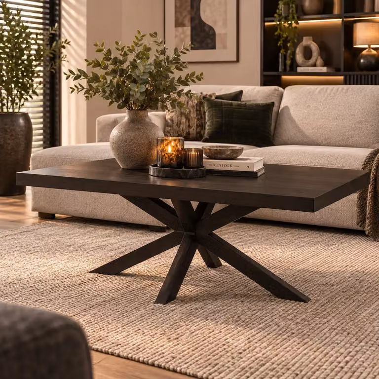 WoonMax Salontafel Novac rechthoekig - zwart - B: 135 cm, D: 67 cm, H: 42 cm
