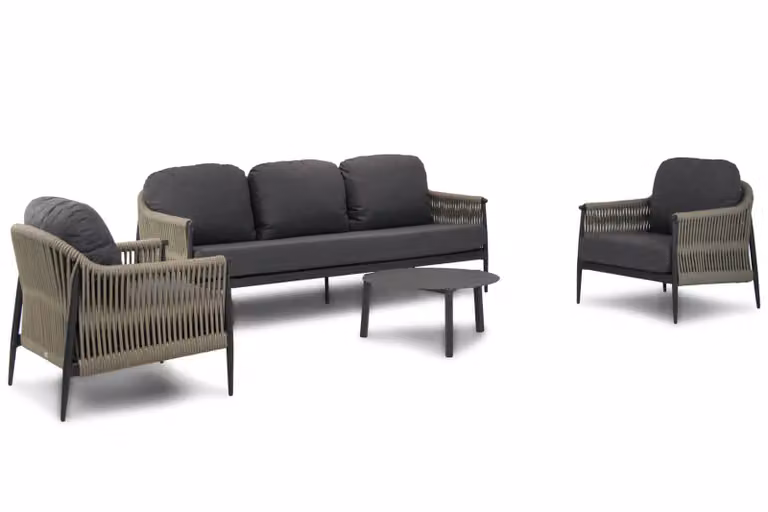 Coco Lucia/Rimini 4-delige loungeset met aluminium en grijze kussens
