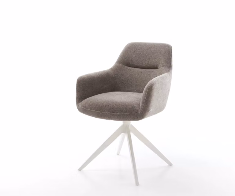 DELIFE Pejo-Flex Draaistoel met Pocketveer Kern, Taupe, Wit Kruisframe, 360° Draaibaar met Rocker-functie