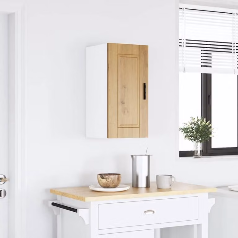 Wandkast voor keuken en woonkamer, houten opbergkast, B: 30 cm, D: 31 cm, H: 60 cm