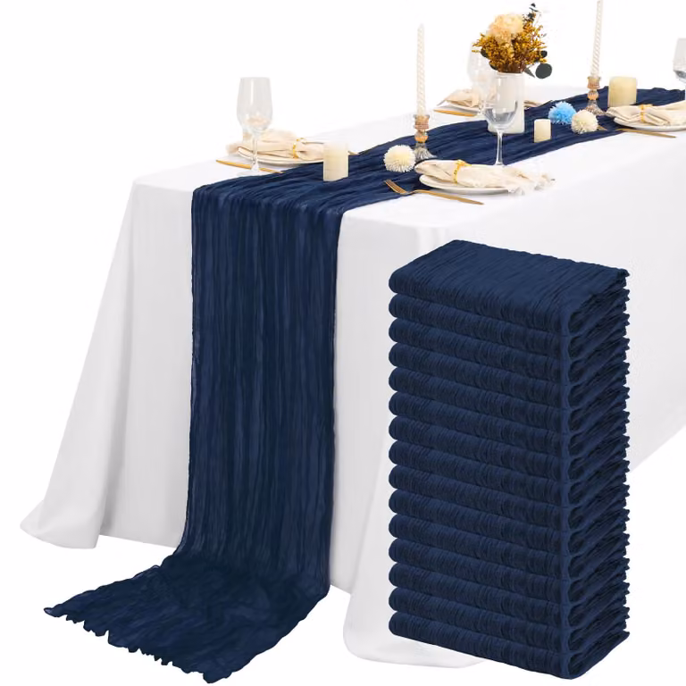 Dripio Set van 15 Tafellopers van Kaasdoek, Marineblauw, 55 x 300 cm