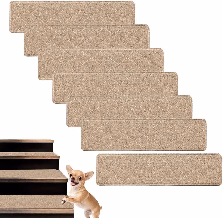 Grijs antislip trap tapijt met zelfklevende traptreden, 76 x 20 cm