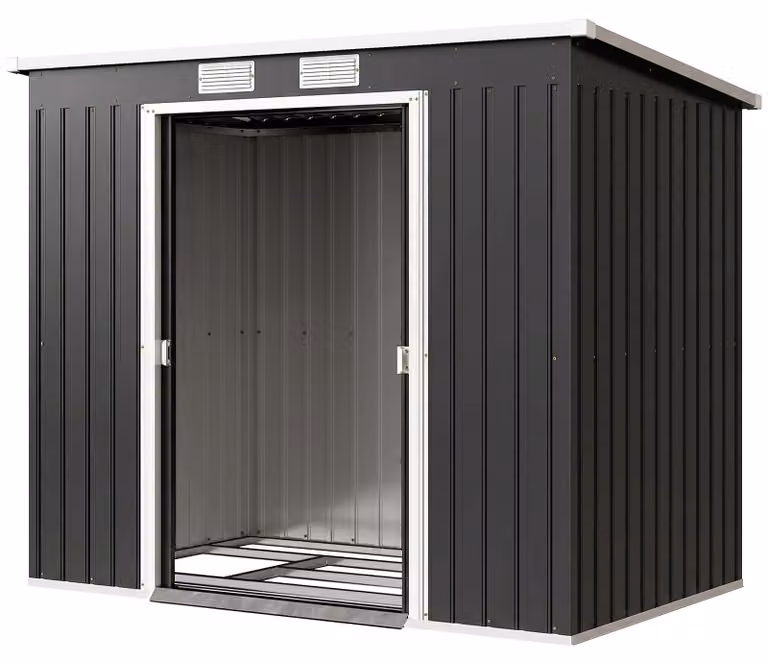 Outsunny metalen tuinhuis met schilddak en ventilatie, 2,42 m²