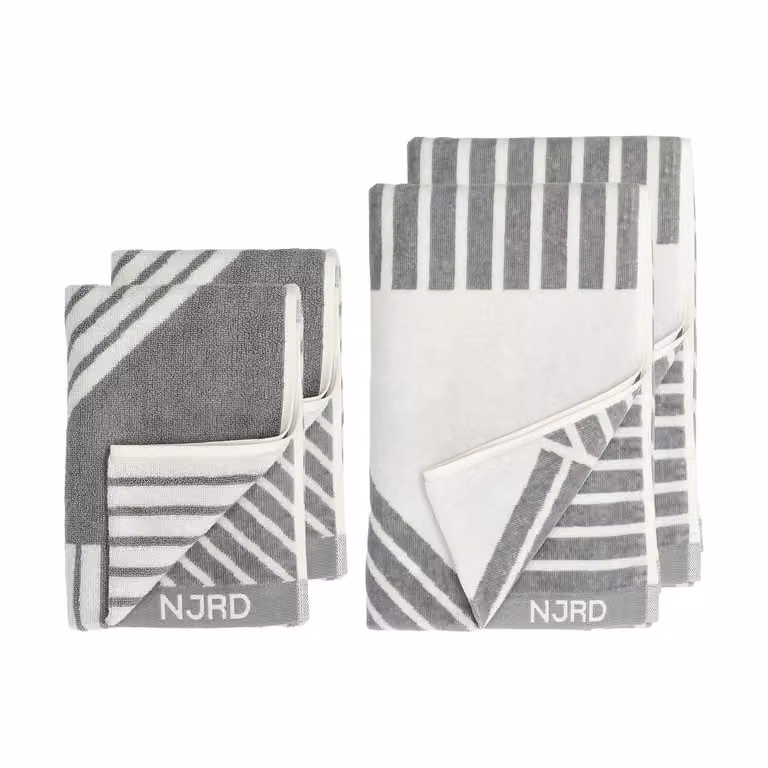 NJRD Stripes handdoekenset 4-delig - Grijs