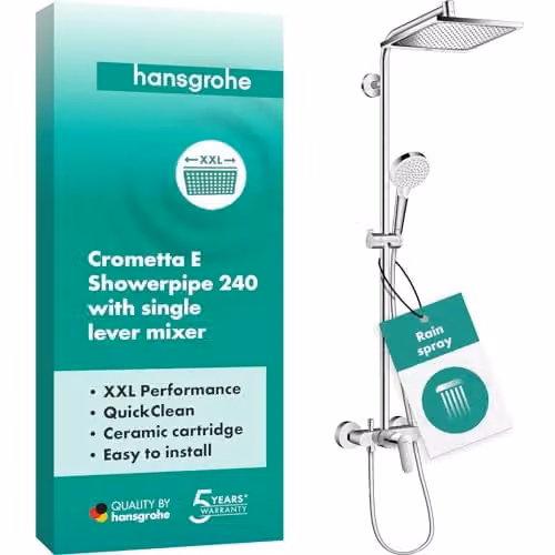 Hansgrohe Crometta E 240 douchesysteem met eengreepsmengkraan en 2 straalsoorten, chroom