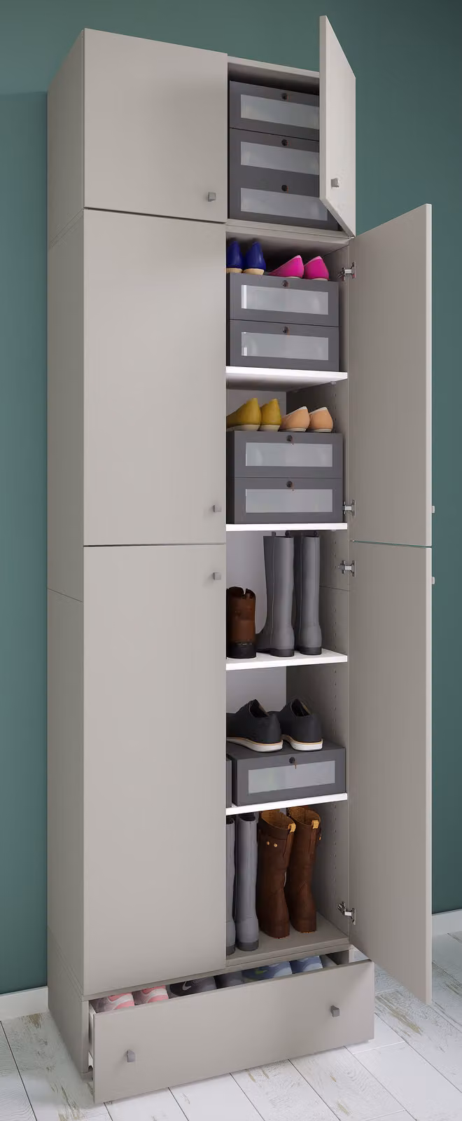 home24 Kast met lade grijs/grijs, Breedte: 240 cm