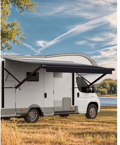VEVOR Elektrische RV Zijluifel, Waterdichte Modulaire Zonwering met Aluminium Frame en PVC-coating, Zwart, Breedte: 306,6 cm