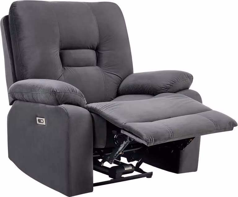 Bergen moderne elektrische relaxfauteuil in donkergrijs fluweel