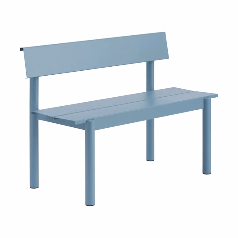 Muuto Linear Steel bank met rugleuning Pale blue B: 110 cm, D: 34 cm