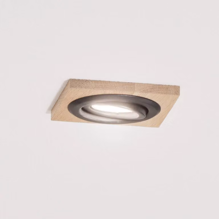Lamkur Set van 3 Scandinavische Inbouwspots, Bruin Hout, GU10, Dimbaar