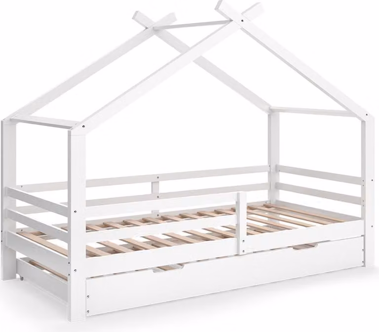 Vitalispa Luni Huisbed Wit met logeerbed voor kinderen, 90 x 200 cm