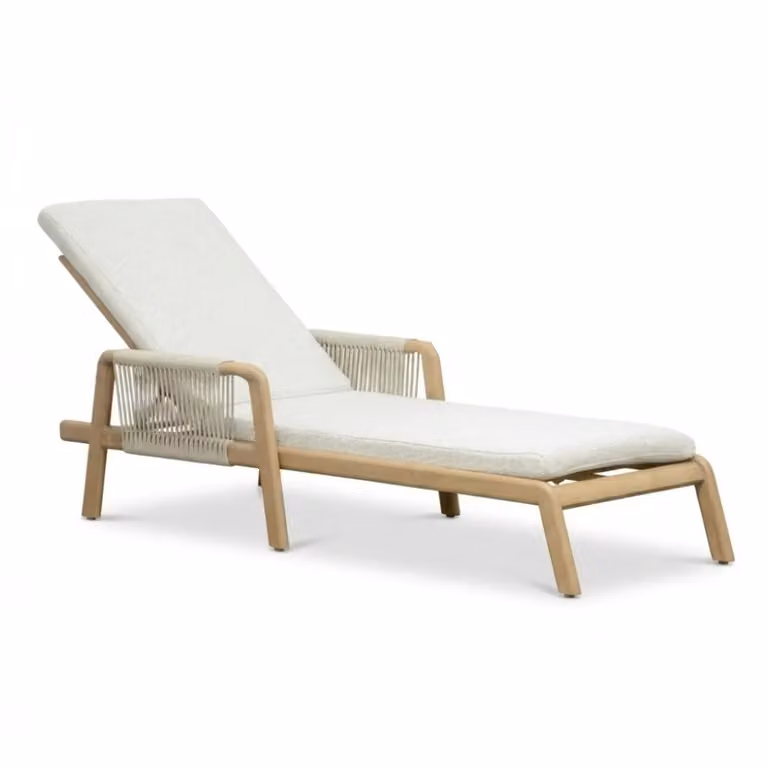 Bellagio ligbed van aluminium en touw in beige, 202 cm