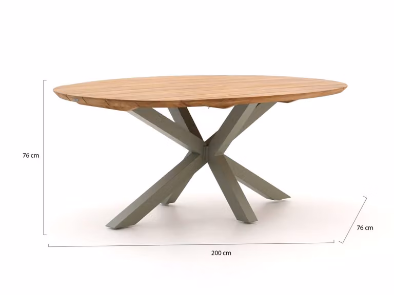 Hartman Tuineettafel van Teakhout, Ovaal, Bruin/Groen, B: 200 cm x D: 120 cm